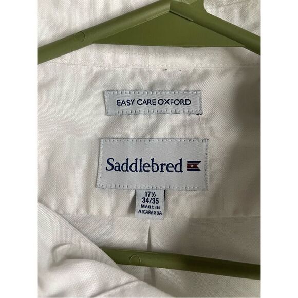Saddlebred Easy Care Oxford White Mens Button Up Long Sleeve Size 17.5 Neck - Picture 4 of 7